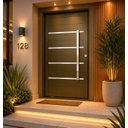 Ver imagem 1 de Porta Lambril Pivotante em Aço Galvanizado 220x120x14cm c/ Puxador Friso Esquerda