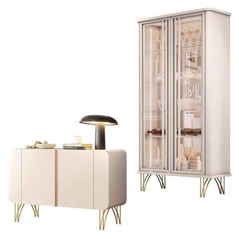 Buffet Benvenuto e Cristaleira Évora Off White – Hb Móveis