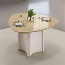 Ver imagem 3 de Mesa de Jantar 6 Lugares Orgânica Tampo com Vidro 136cm Lavie D05 Off White Dourado - Lyam Decor