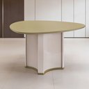 Ver imagem 1 de Mesa de Jantar 6 Lugares Orgânica Tampo com Vidro 136cm Lavie D05 Off White Dourado - Lyam Decor