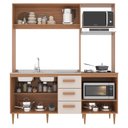 Ver imagem 3 de Cozinha Compacta Celine 4 Portas 3 Gavetas Ripado Freijó/off White - J Carvalho Marrom