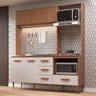 Cozinha Compacta Celine 4 Portas 3 Gavetas Ripado Freijó/off White - J Carvalho Marrom - 1