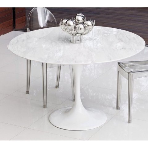 Mesa de Jantar Tulipa Redonda 90 Mármore Branco