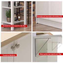 Bancada Gourmet Ilha Cozinha Ditália 2 Portas Cd-1028 Cor:branco - 7