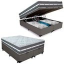 Ver imagem 1 de Cama Box Baú Casal Bipartido Sintético + Colchão Anjos Black Graphite Molas Ensacadas 138cm