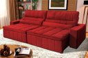 Ver imagem 1 de Sofá Retrátil Reclinável Supremo 2,50m Velut Vermelho C/ Molas