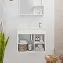 Ver imagem 2 de \Conjunto Gabinete Banheiro Completo Suspensa Nicho Balcão Kit Aéreo 1 Porta Clássica