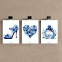 Ver imagem 2 de Kit 3 Quadro Decorativo Mulher Menina Azul Quarto Perfume Qualidade Premium 28x20cm