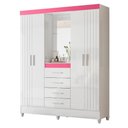 Ver imagem 2 de Guarda Roupa Solteiro Capelinha Atenas Branco Rosa Flex com Espelho com Penteadeira Camarim Multiuso