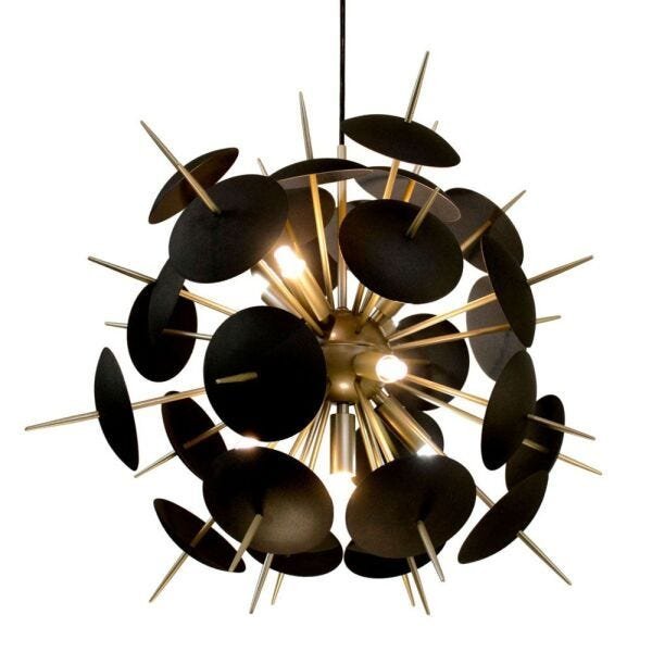 Lustre Pendente Shangai G Redondo 80cm Gold com Preto - 1