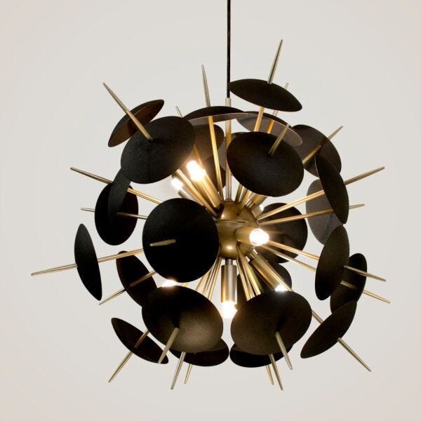 Lustre Pendente Shangai G Redondo 80cm Gold com Preto - 3