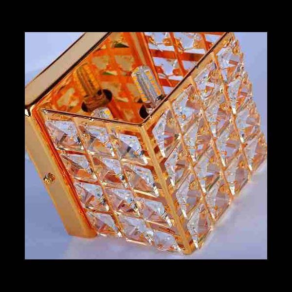 Kit 2 Arandela Parede Quadrada De Cristal Dourada Luxor BL - 2