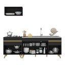 Ver imagem 6 de Armário de Cozinha Compacta 220cm Veneza Multimóveis V2074 Preto/Dourado