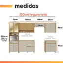 Ver imagem 3 de Armário de Cozinha Completa 100% Mdf 12 Portas 5 Gavetas Cléo Madeirado/off White Nesher Madeirado