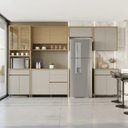 Ver imagem 2 de Armário de Cozinha Completa 100% Mdf 12 Portas 5 Gavetas Cléo Madeirado/off White Nesher Madeirado
