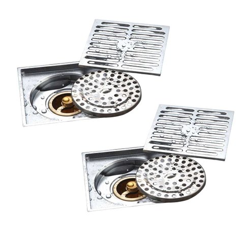 Ralo Inox 10x10 Kit 2 Uni Anti Odor Anti Inseto Banheiro Lavabo Cozinha Varanda Quintal Resistente