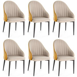 Kit 6 Cadeiras de Jantar Estofada Design La Martina - Bege