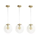 Ver imagem 1 de Kit 3 Pendente Redondo Esfera 20cm Dourado e Vidro Cristal Madelustre