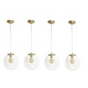 Ver imagem 1 de Kit 4 Pendente Redondo Esfera 20cm Dourado e Vidro Cristal Madelustre