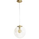 Ver imagem 1 de Pendente Redondo Esfera 20cm Dourado e Vidro Cristal Madelustre