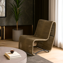 Ver imagem 1 de Poltrona Descanso Lotus em Aço e Corda Náutica para Varanda Gourmet Moderna