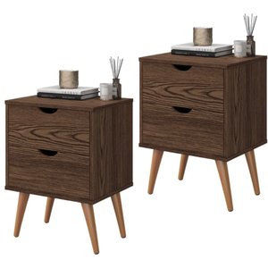 Conjunto Mesa de Cabeceira para Quarto Decore Madri Retrô Pés Palito:canela