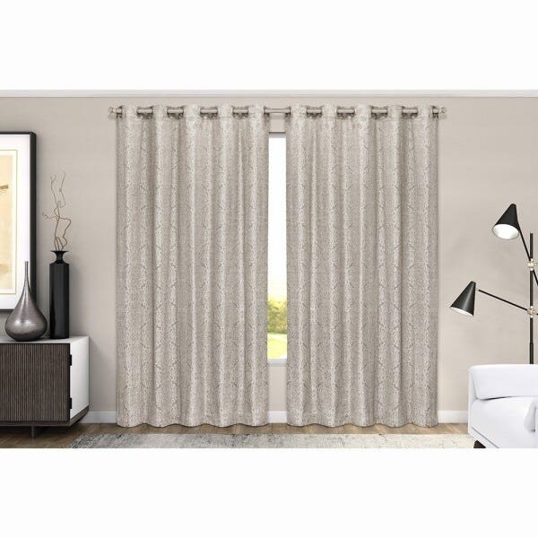 Cortina Jacquard Linho - Champanhe - 3,60M x 2,50M - para Varão - Adomes - 1