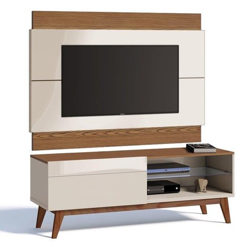 Rack com Painel Para TV Classic 1G 1.4 Imcal Off White/Freijo