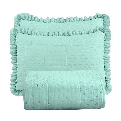 Kit Cobre Leito Colcha Bello Casal Dupla Face 3 Peças - Verde - 100% Poliéster