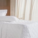 Ver imagem 4 de Kit Colcha Casal 3 Pçs Ricamo 300 Fios 100% Algodão 220x240cm Branco