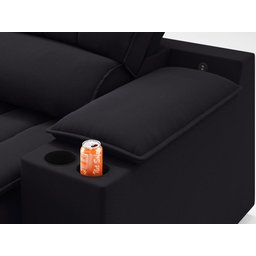 Sofá com Porta Copos e Carregador USB Retrátil e Reclinável Murano 2,00m Velosuede Preto - - 7