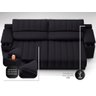 Sofá com Porta Copos e Carregador USB Retrátil e Reclinável Murano 2,00m Velosuede Preto - - 2