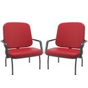 Ver imagem 1 de Kit 02 Cadeiras de Escritório Recepção com Braço Fixa Preta Magno P03 Vinil Vermelho - Lyam Decor