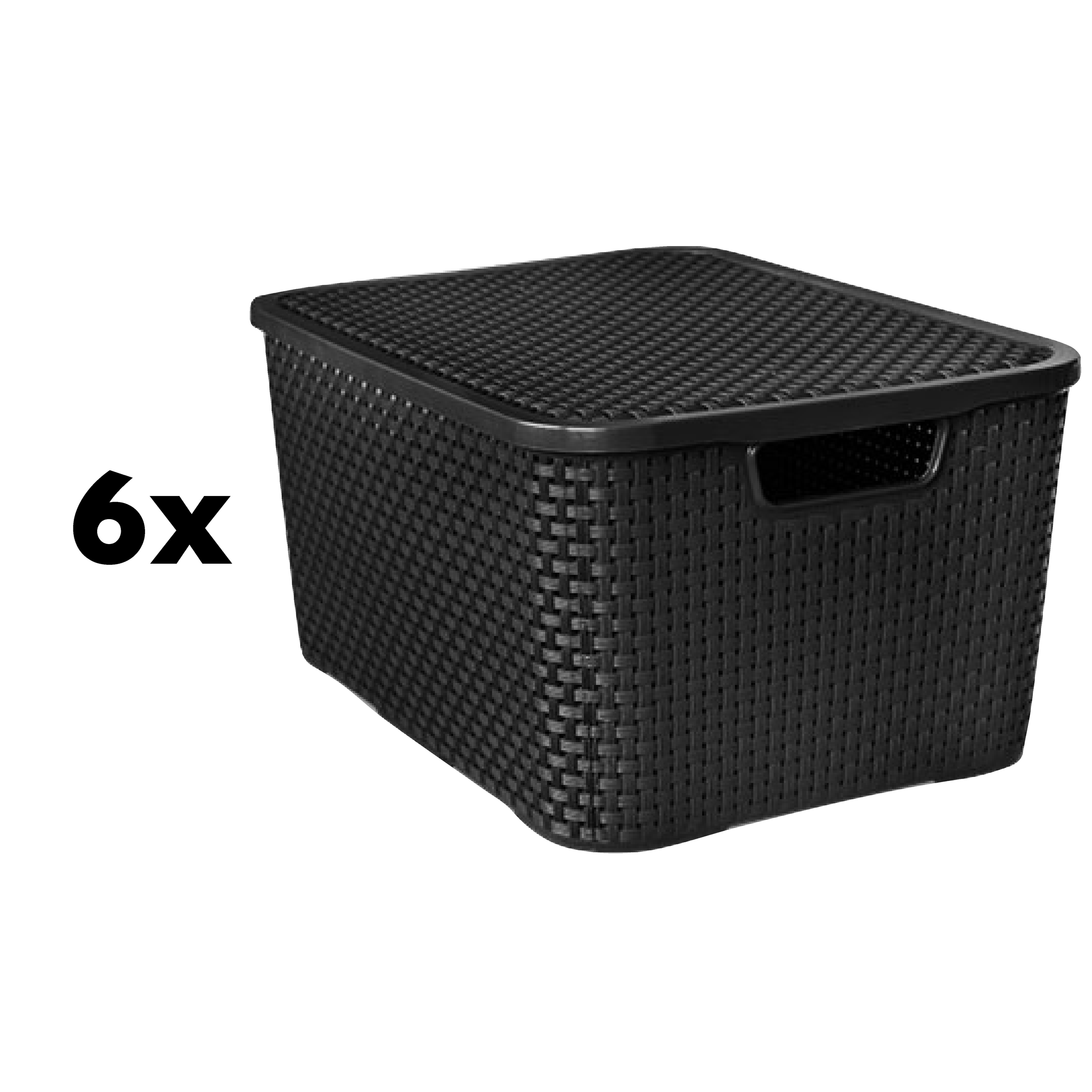 Kit 6 Caixas Organizadoras Rattan 20 Litros Empilhável Preta - Cesto Organizador 20l - 7