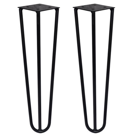 Kit 2 Pés de Metal 25 CM Hairpin Legs Mesas de Centro Puffs Preto Nay Multicoisas Pés de Metal Hairp