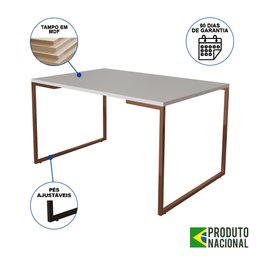 Mesa Industrial Base Ferro Cobre 137x90 Tampo Branco 4 Cadeiras Eiffel Ferro Cobre Assento Branco - 3