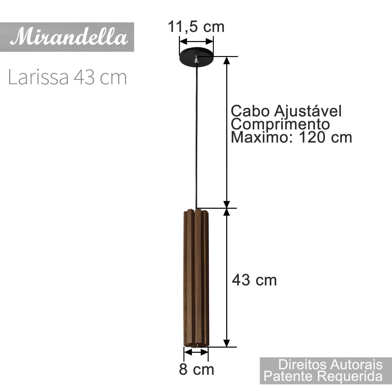 Pendente Luminária Madeira 43cm  Luz de Foco Decoração - 2