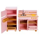 Ver imagem 2 de Jogo de Cozinha Infantil Rosa com Bancada e Geladeira