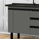 Ver imagem 3 de Gabinete de Cozinha 3 Gavetas Armário de Pia 1 Porta 114cm: Cinza Fosco