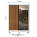 Ver imagem 5 de Guarda-roupa Solteiro Madesa Dallas Plus 2 Portas de Correr Espelho, 4 Gavetas e Pés - Branco/