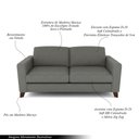 Ver imagem 3 de Sofá Sala de Estar Living 3 Lugares 260cm Presley Pés Madeira Veludo Cinza G52 - Gran Belo