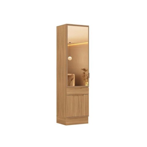 Paneleiro Cozinha Carraro Alma 3PT 1GAV c/Vid LED 60cm Cedro