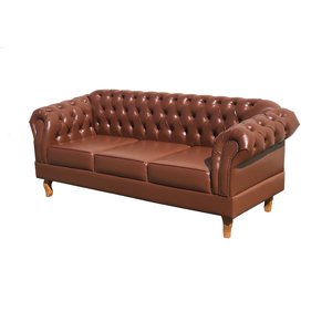 Sofá Chesterfield Dom Pedro Duque 3 Lugares - Couríssimo Marrom Caramelo