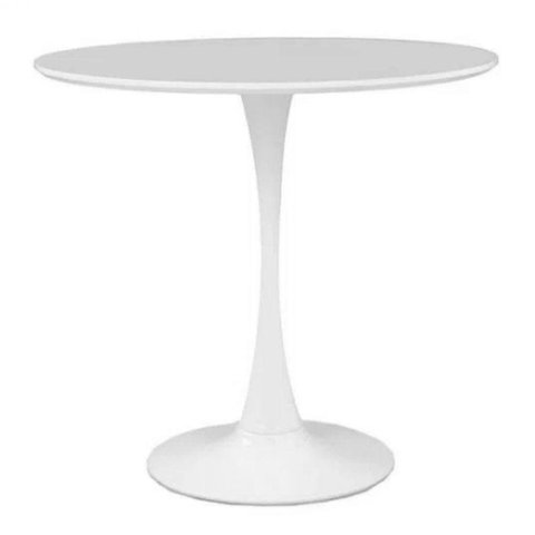 Mesa Lateral Tulipa Saarinen Redonda 41 cm Laqueada Branco