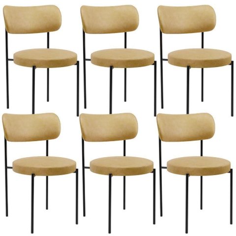 Kit 06 Cadeiras Estofadas para Sala de Jantar Louise L02 Couríssimo Fendi - Lyam Decor