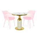 Ver imagem 1 de Conjunto Mesa de Jantar Redonda Imperial 70cm Branca com 2 Cadeiras Estofadas Marcela - Rosa