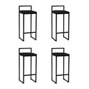 Ver imagem 1 de Kit 4 Banquetas Dori Bistrô Alta Industrial em Aço para Bar Cozinha Assento Suede - Preto/preto