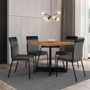 Ver imagem 3 de Mesa Jantar Quadrada 90cm + 4 Cadeiras Duo Estofadas Np Cor:nogal com Grafite