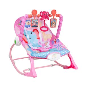 Cadeira de Descanso Bebê Balanço Rosa até 18kg Suave Vibração Relaxante Cinto de Segurança Mobile Ba
