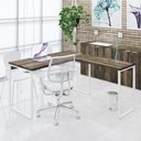 Ver imagem 1 de Mesa em L Office 135x150x75cm Kuadra Carvalho Dark - Est.branca